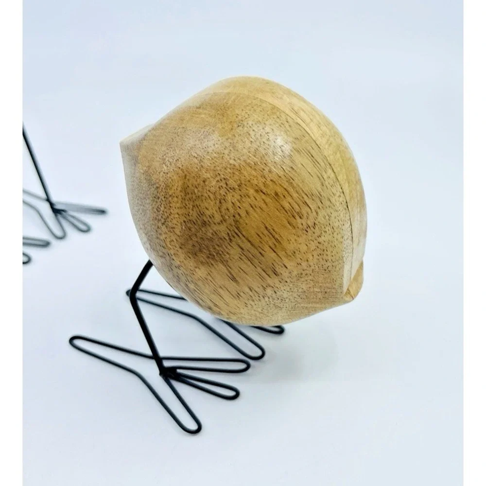 4 Wood Bird Figures FISKELAGE Ikea Minimalist Modern/ Metal Legs MCM